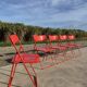 Set 5 vintage TED folding chairs IKEA red 1980s Nield Gammelgaard