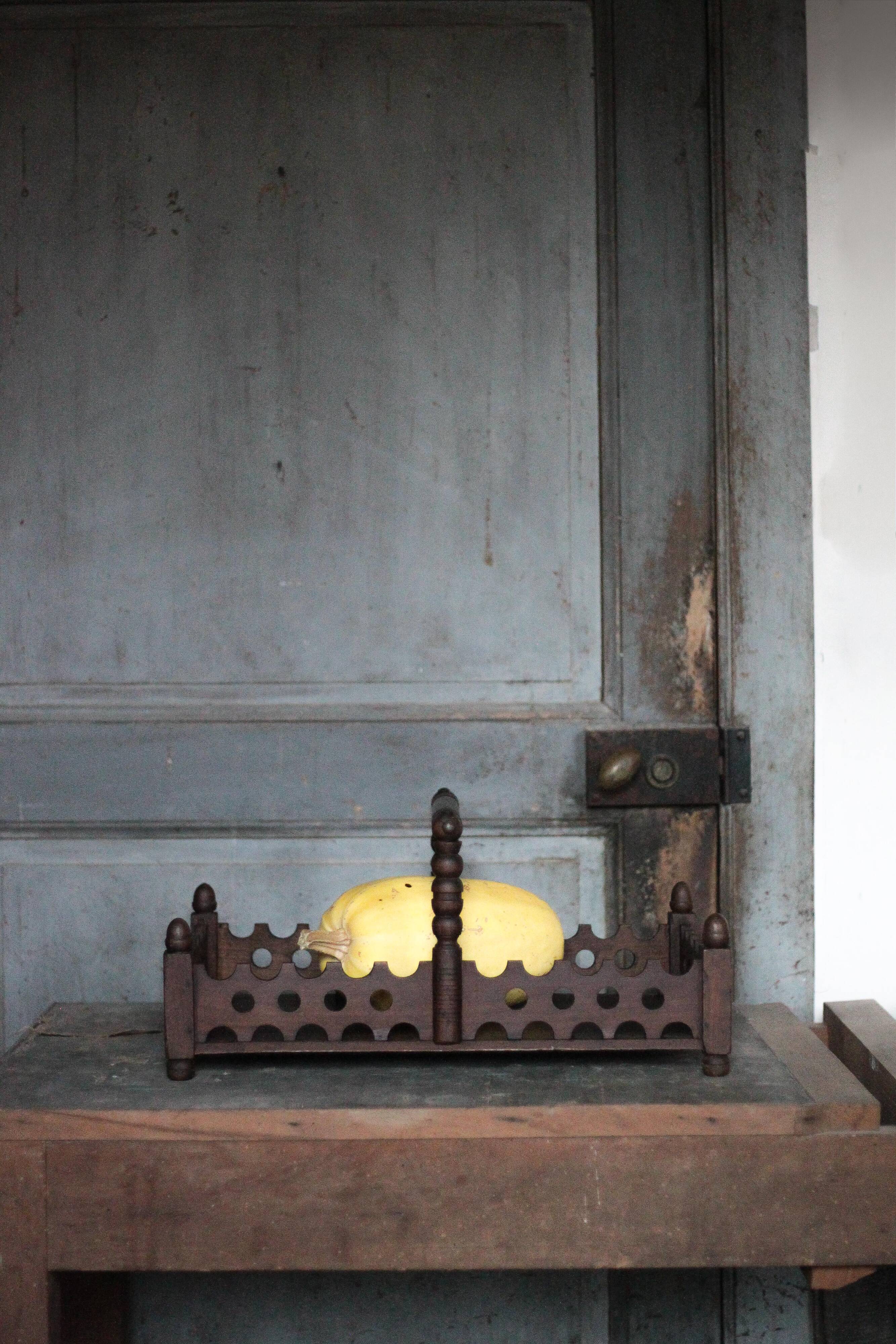 Vintage wooden basket, wooden fruit bowl, kitchen, nature, folk art