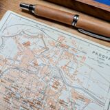 Printed in 1909, map of Padua (Padova), Veneto, Italy.