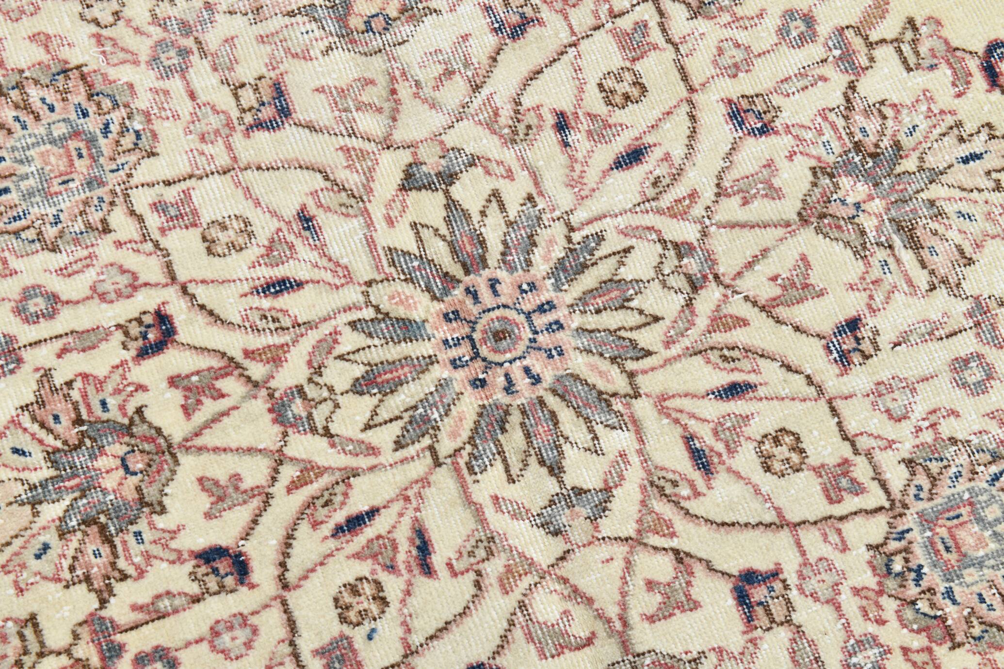 9x12 Faded Beige Large Area Vintage Persian Rug, 277x354 Cm