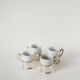 Set of 4 porcelain and silver-plated coffee cups, 1970.
