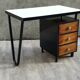 Modernist desk in metal and wood, 1950 s