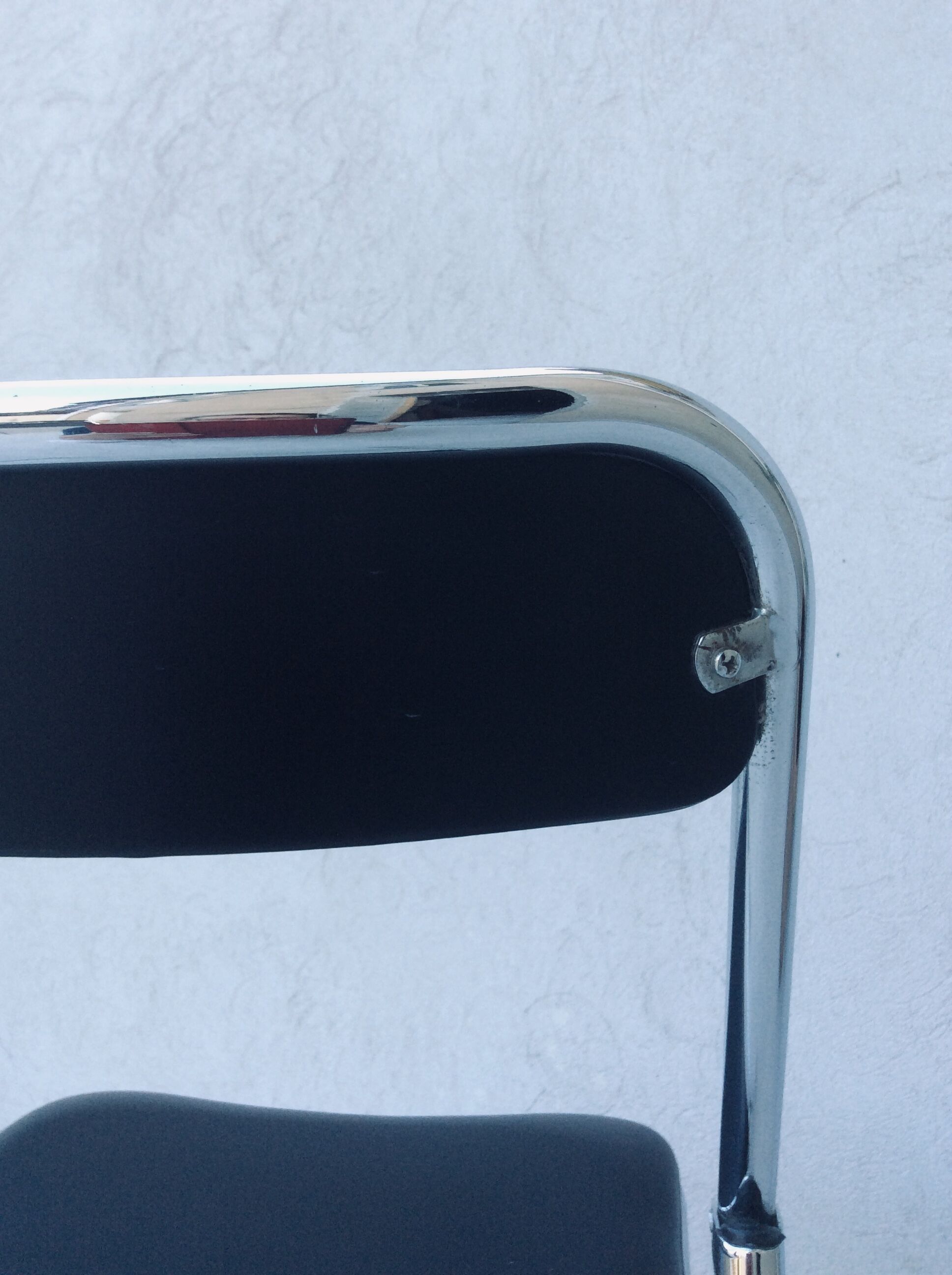 Chaise pliante chrome et skaï, vintage 70