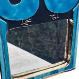Mithé espelt mirror "cage" in nuanced blue made in 1970.