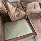 Old vintage modular corner sofa in designer velvet from the 70s/80s 4 elements