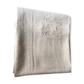 antique linen hand embroidered sheet with monogram and days