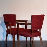 Pair of red Art Deco bridges chairs. Fully original. TBE