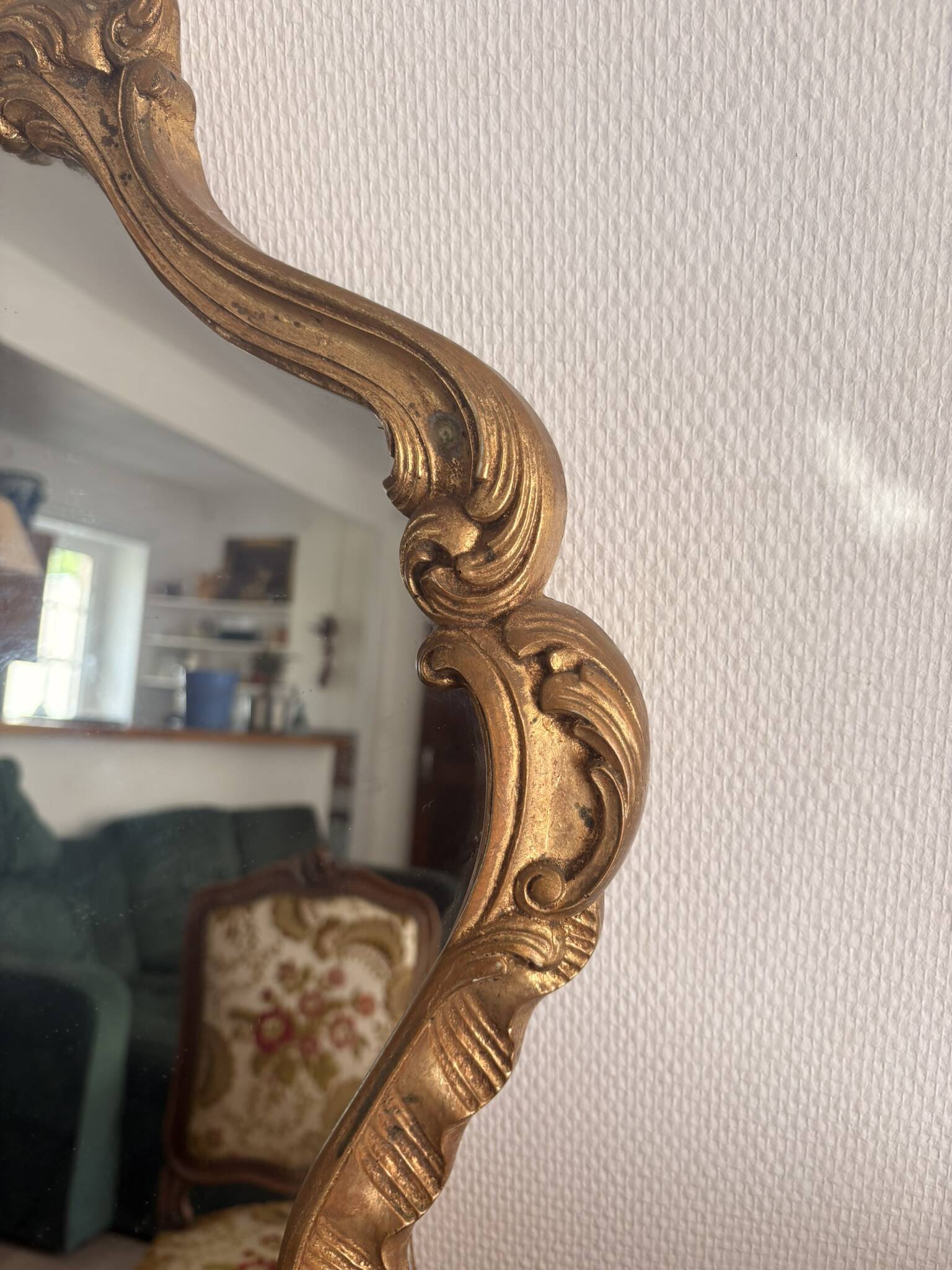 Antique Louis XV Rocaille Rococo Gilded Wall Mirror
