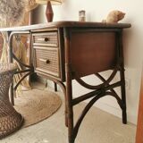Rattan desk and vintage canning