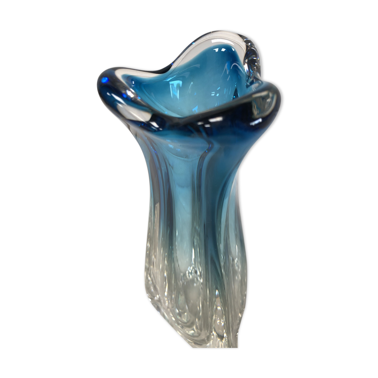 Vintage blue crystal vase