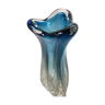 Vase en cristal bleu vintage