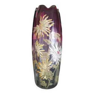 François-Théodore Legras - Vase Art Nouveau motifs floraux emmaillés, h - 30 cm