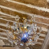 Gilded and crystalline metal chandelier 1950