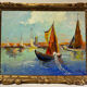 Tableau ancien, Marine à Saint-Tropez, signé, années 50/60