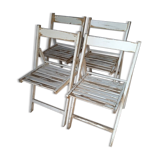 4 foldable chairs wood vintage epoch 1970