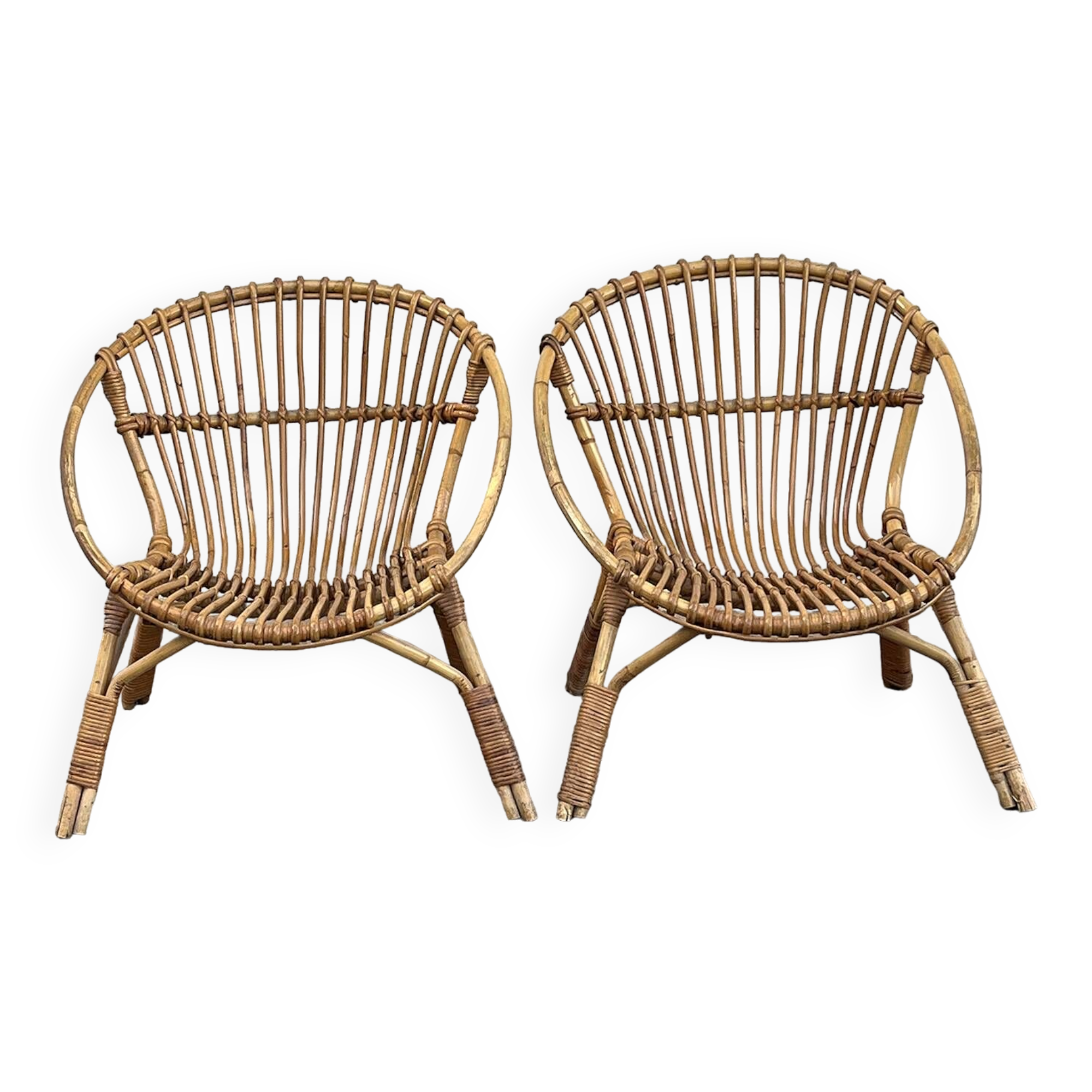Pair of rattan armchairs
