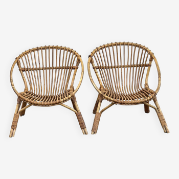 Pair of rattan armchairs