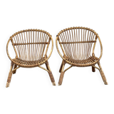 Pair of rattan armchairs