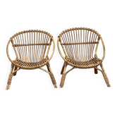 Pair of rattan armchairs
