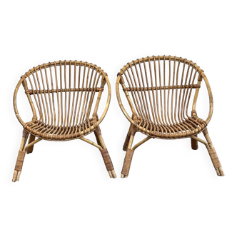 Pair of rattan armchairs