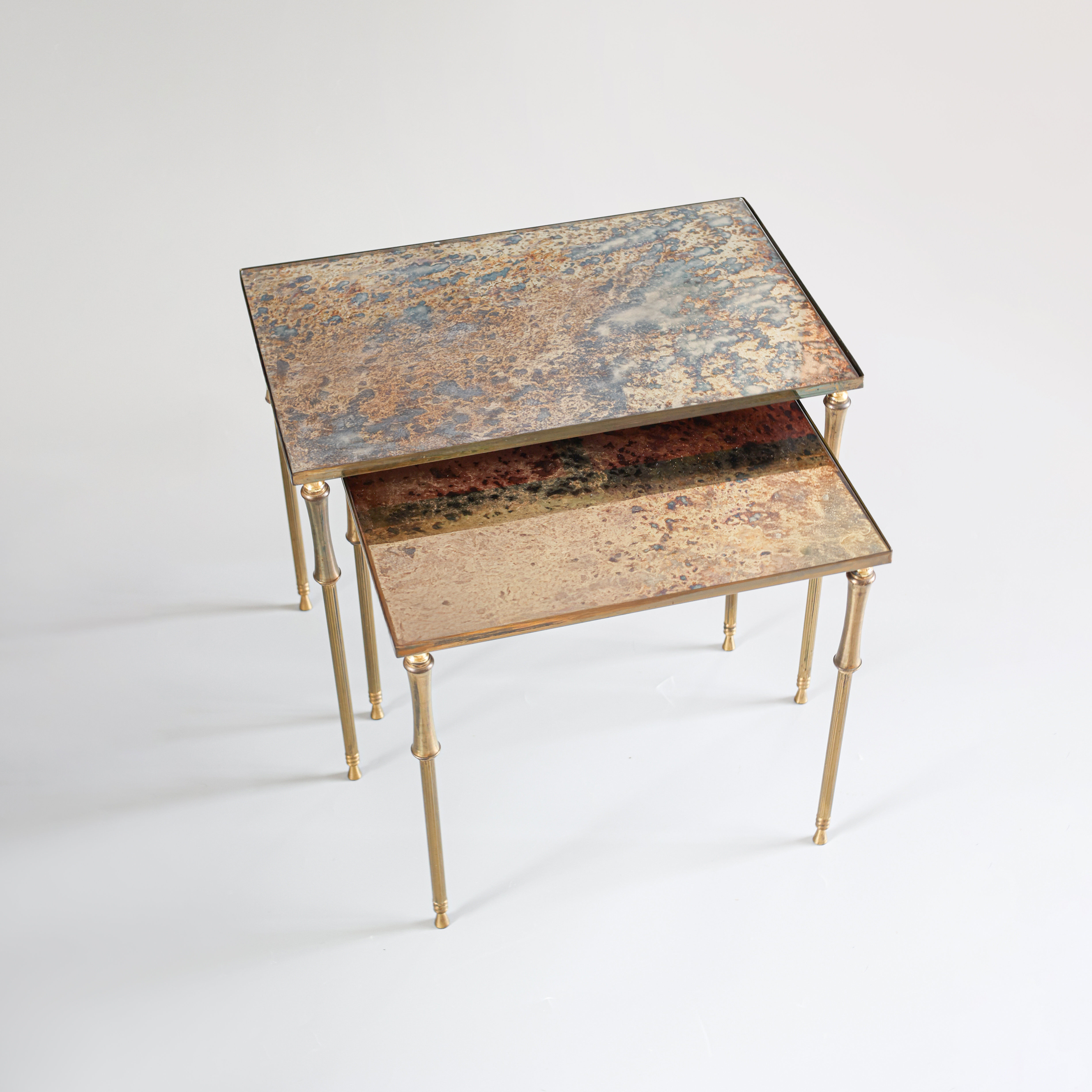 Églomisé glass nesting tables in neoclassical style, Belgium, 1960s