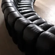 De Sede DS 600 “Non-Stop” sectional black leather sofa by Heinz Ulrich, Ueli Berger and Eleanora Peduzzi-Riva, 1970s