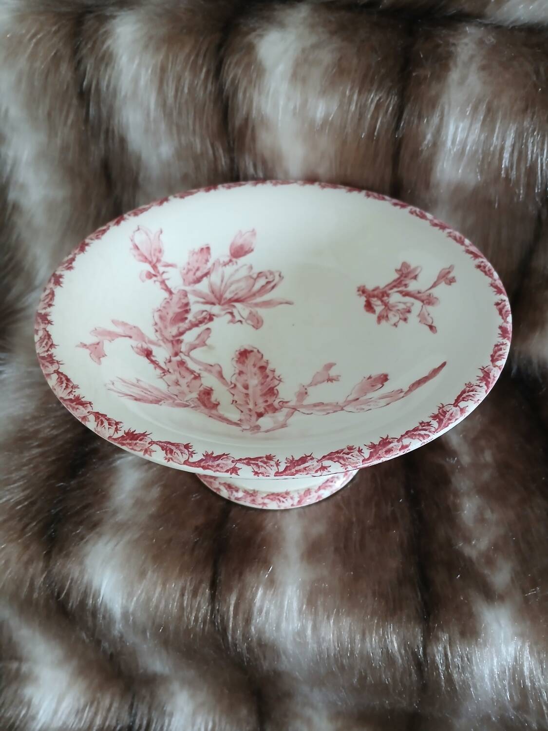 Antique compote dish in Gien ironstone.