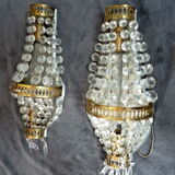2 old hot air balloon sconces crystal grapevines 2 lights