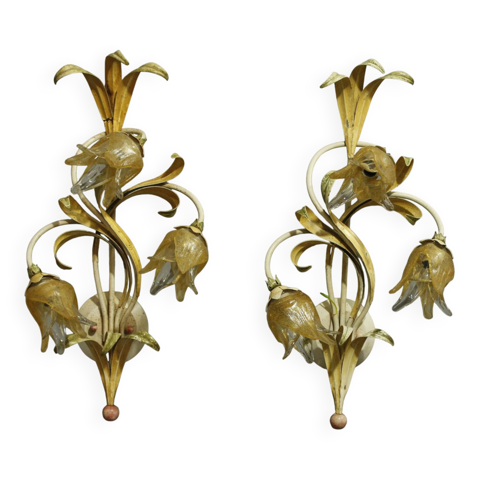 Appliques Florenz en fer et en verre de Murano