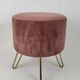 Tabouret pouf & repose pieds velours saumon