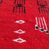 Hand-woven red carpet in natural wool 60x115cm