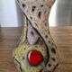 Vase Marius Bessone fat lava Vallauris 1950s sea foam & enamels H 16