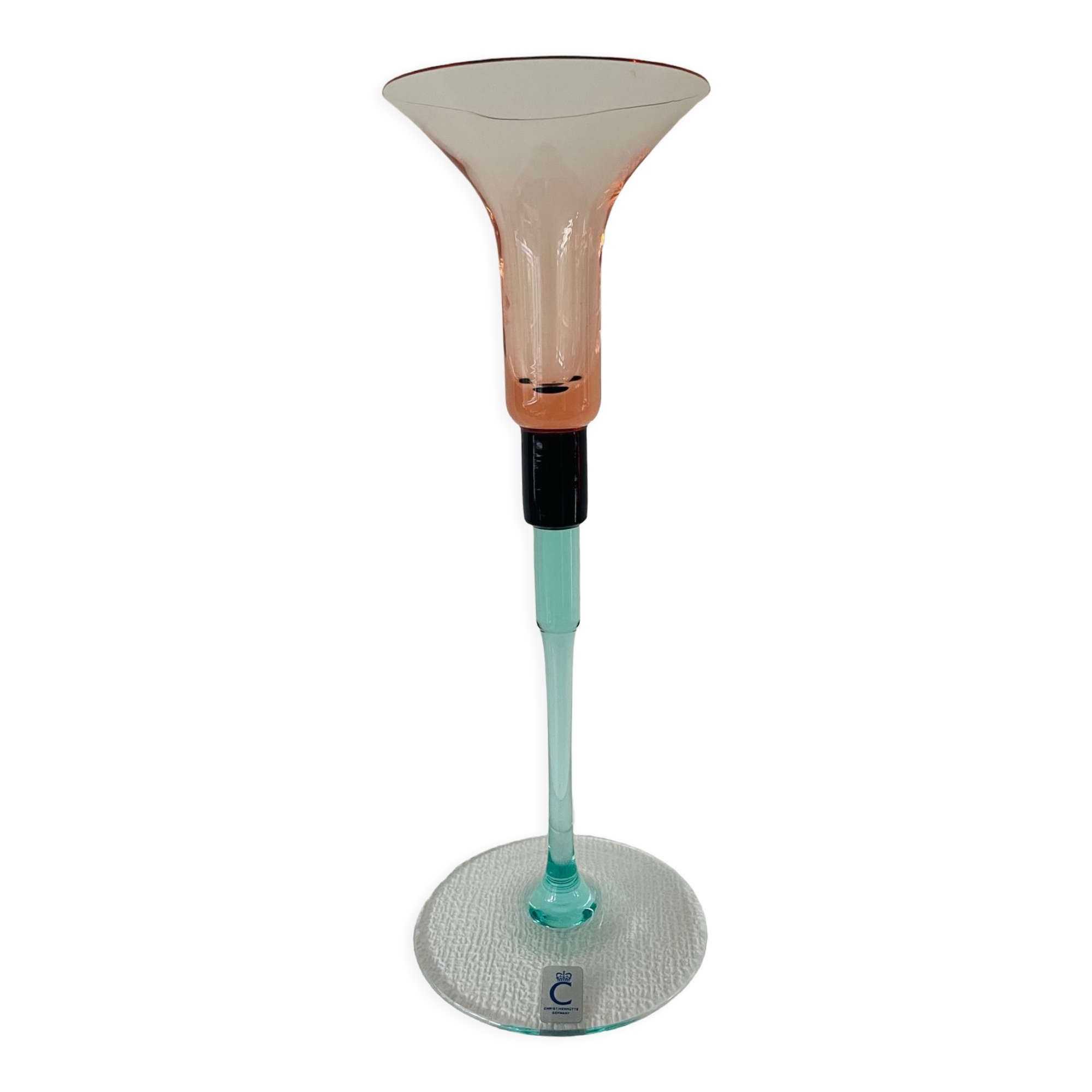 Design candleholder Christinenhütte Germany. Unique Design Cristinen Hütte. German glass.