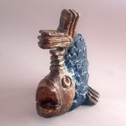 Poterie de studio Figurine en céramique Poisson Sculpture Suédoise