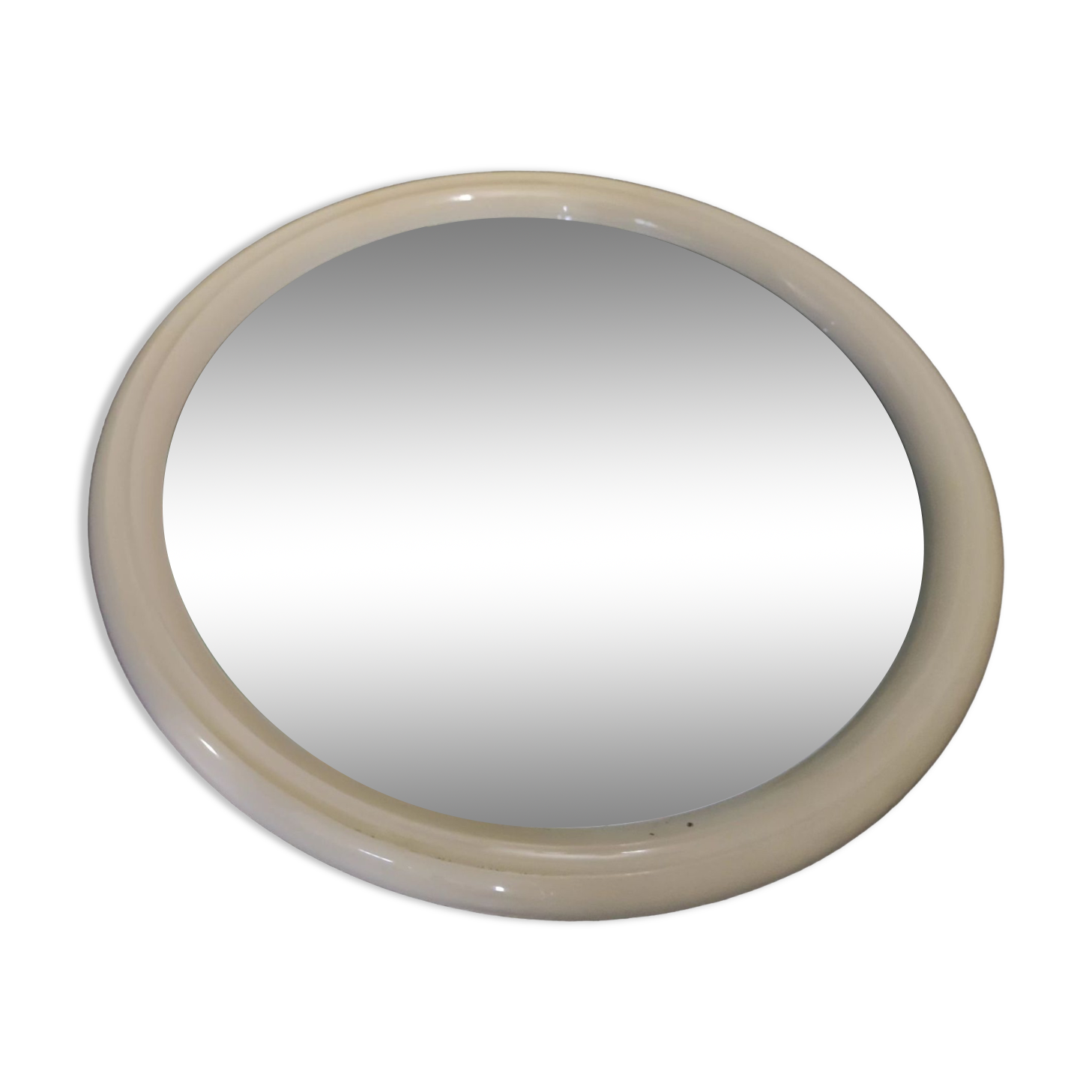Round mirror plastic frame cream vintage Tiger Grey