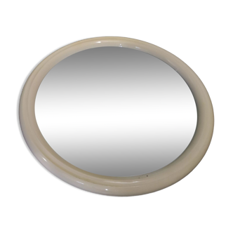 Round mirror plastic frame cream vintage Tiger Grey