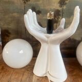 vintage ceramic and opaline hand lamp