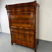 Biedermeier vintage oak and mahogany secretary desk, well-made, 1860.