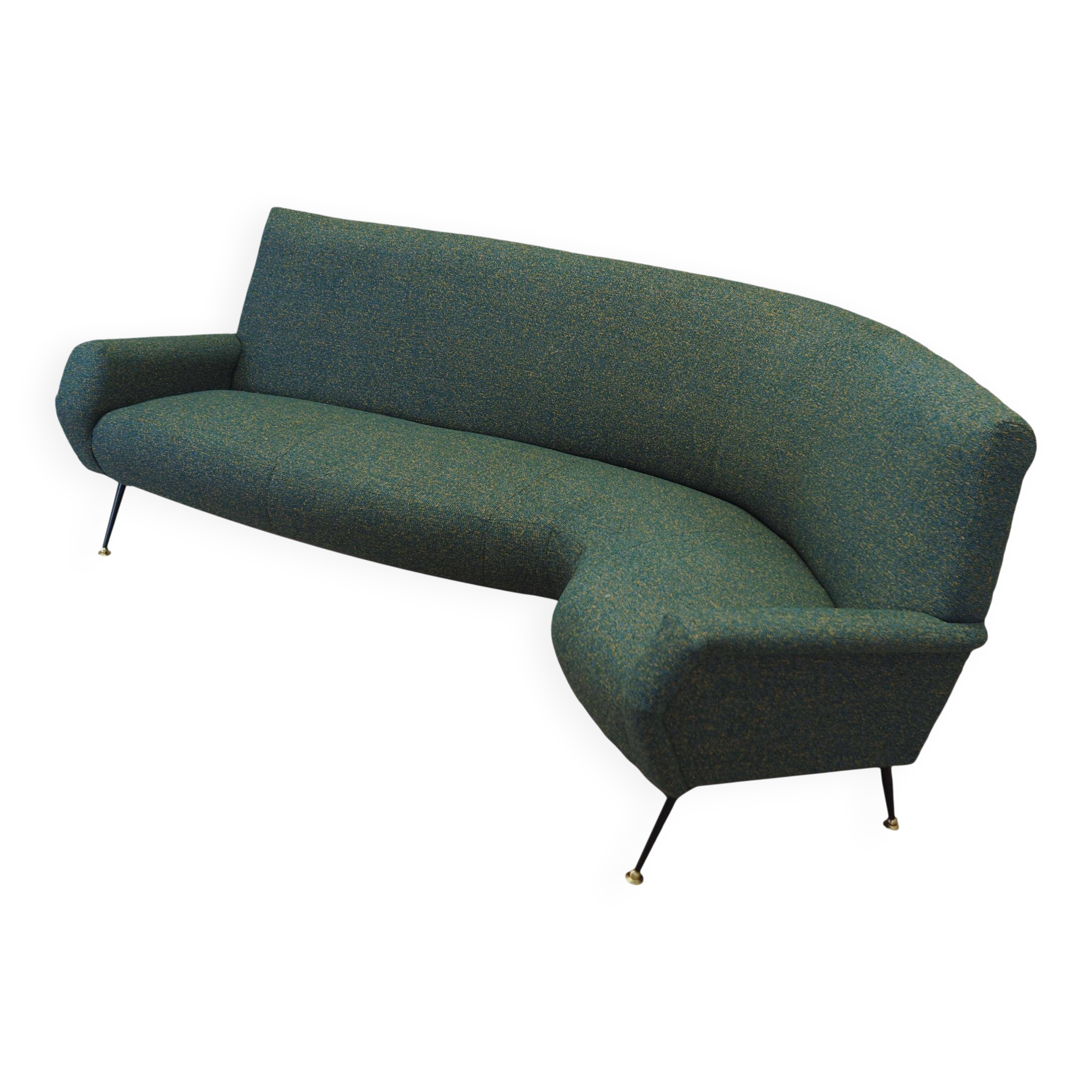 Canapé vert mélangé, design danois, années 1970, production : Danemark