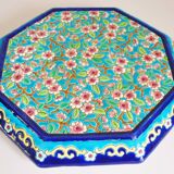 Glazed ceramic trivet, Longwy enamels, art deco