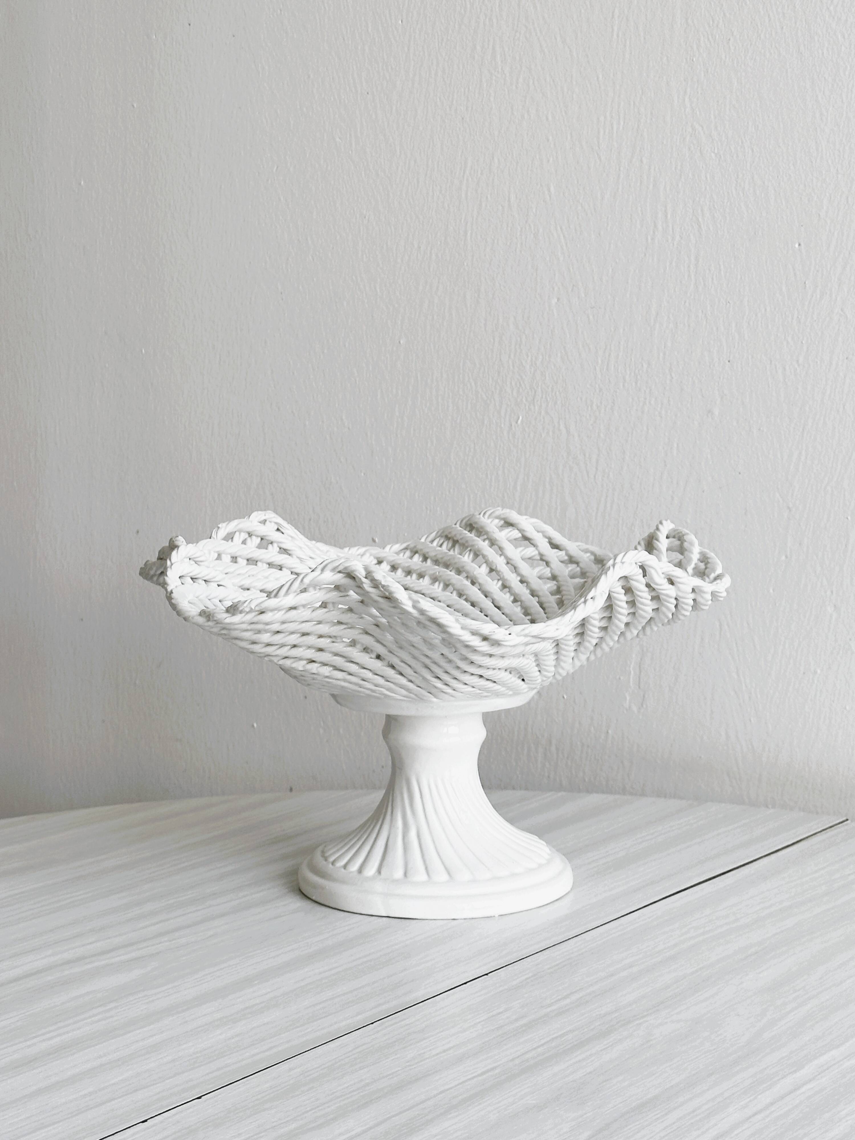 Openwork white porcelain fruit basket