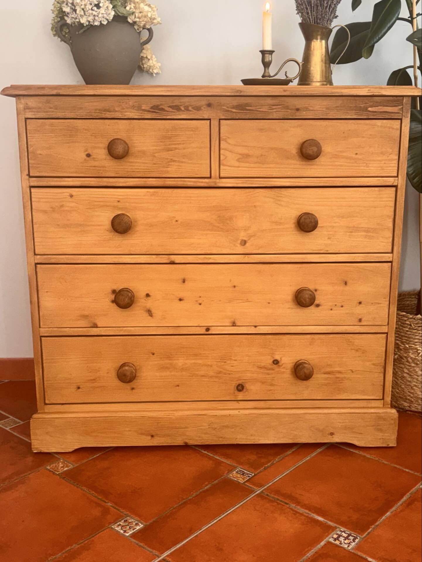 Vintage Solid Pine Commode Restored - Rustic Elegance