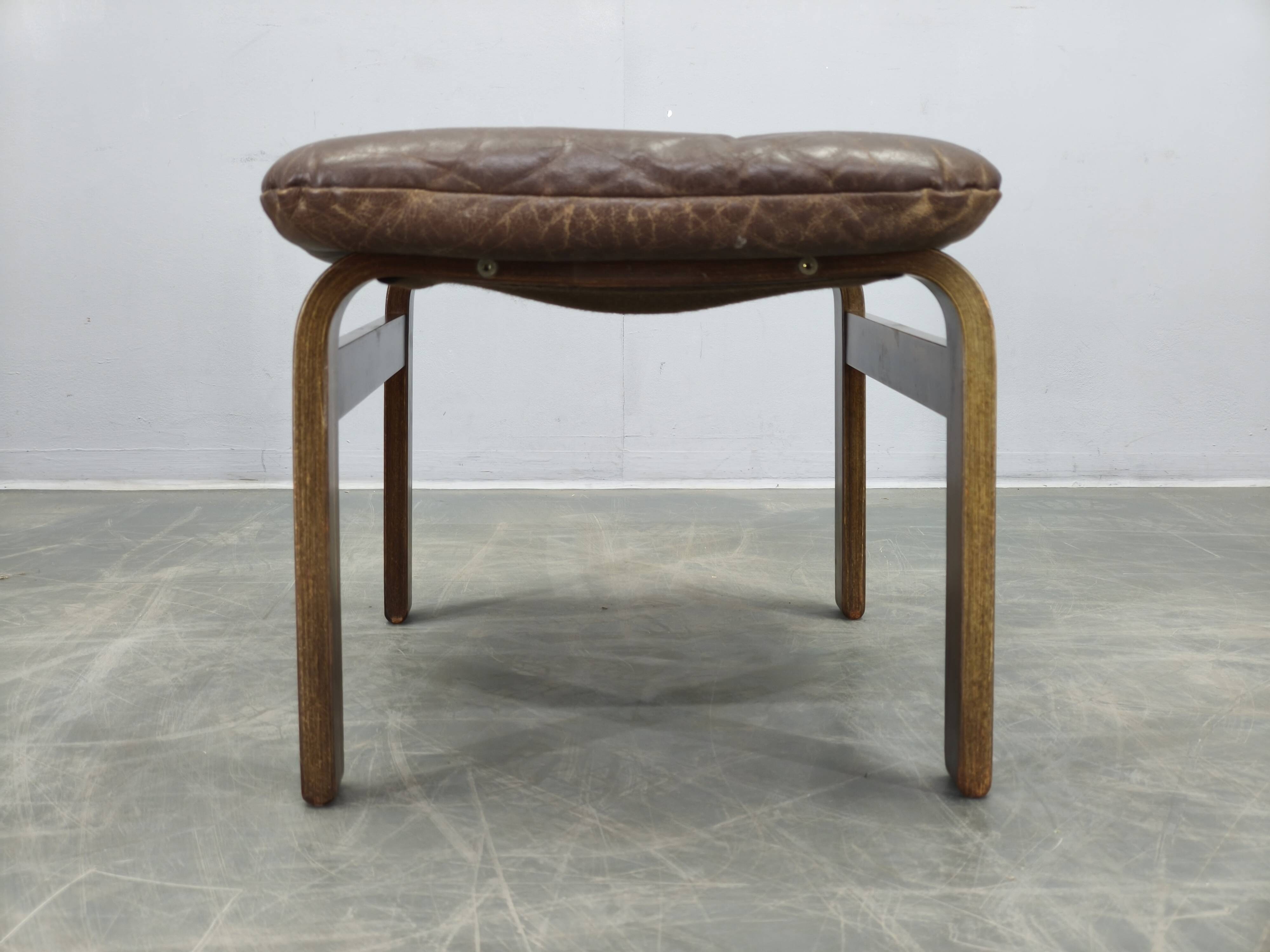 Leather Ottoman by Ingmar Relling for Westnofa, Norway, 1960s