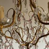 Murano chandelier with pink pearls