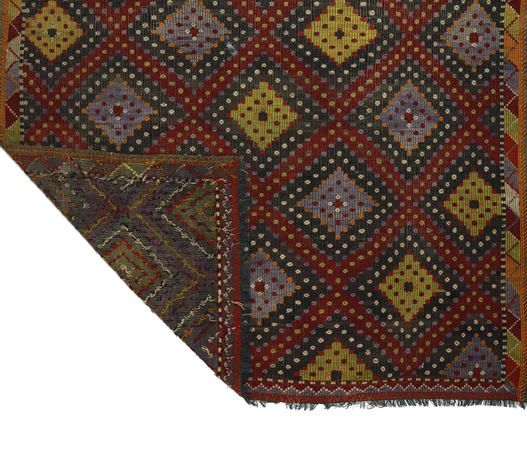 Tapis Kilim Vintage Turc Oushak 191x272 cm Laine Fait Main