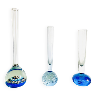 3 soliflores en verre, 1970