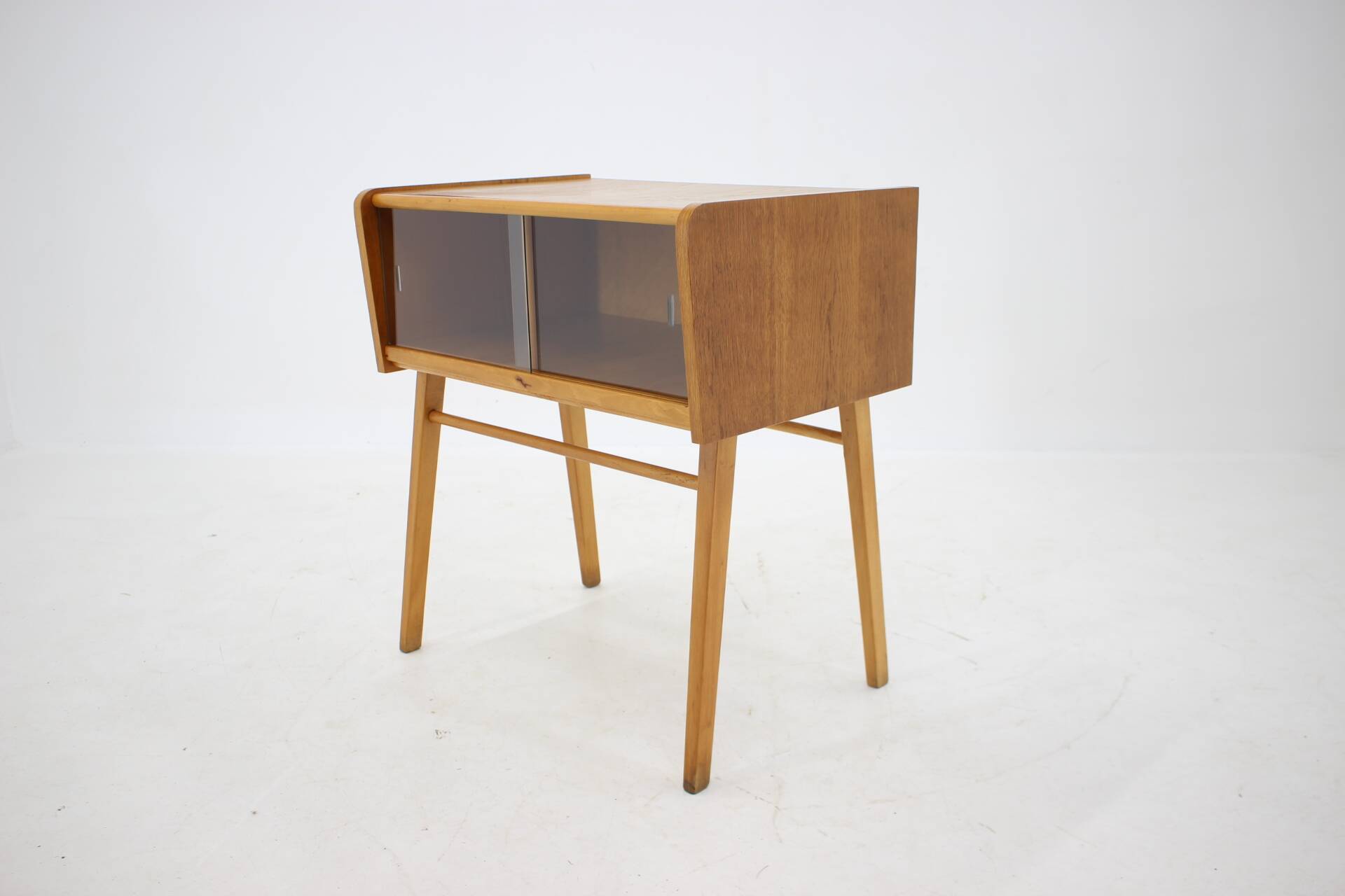 1960s Oak and Glass Cabinet, Czechoslovakia