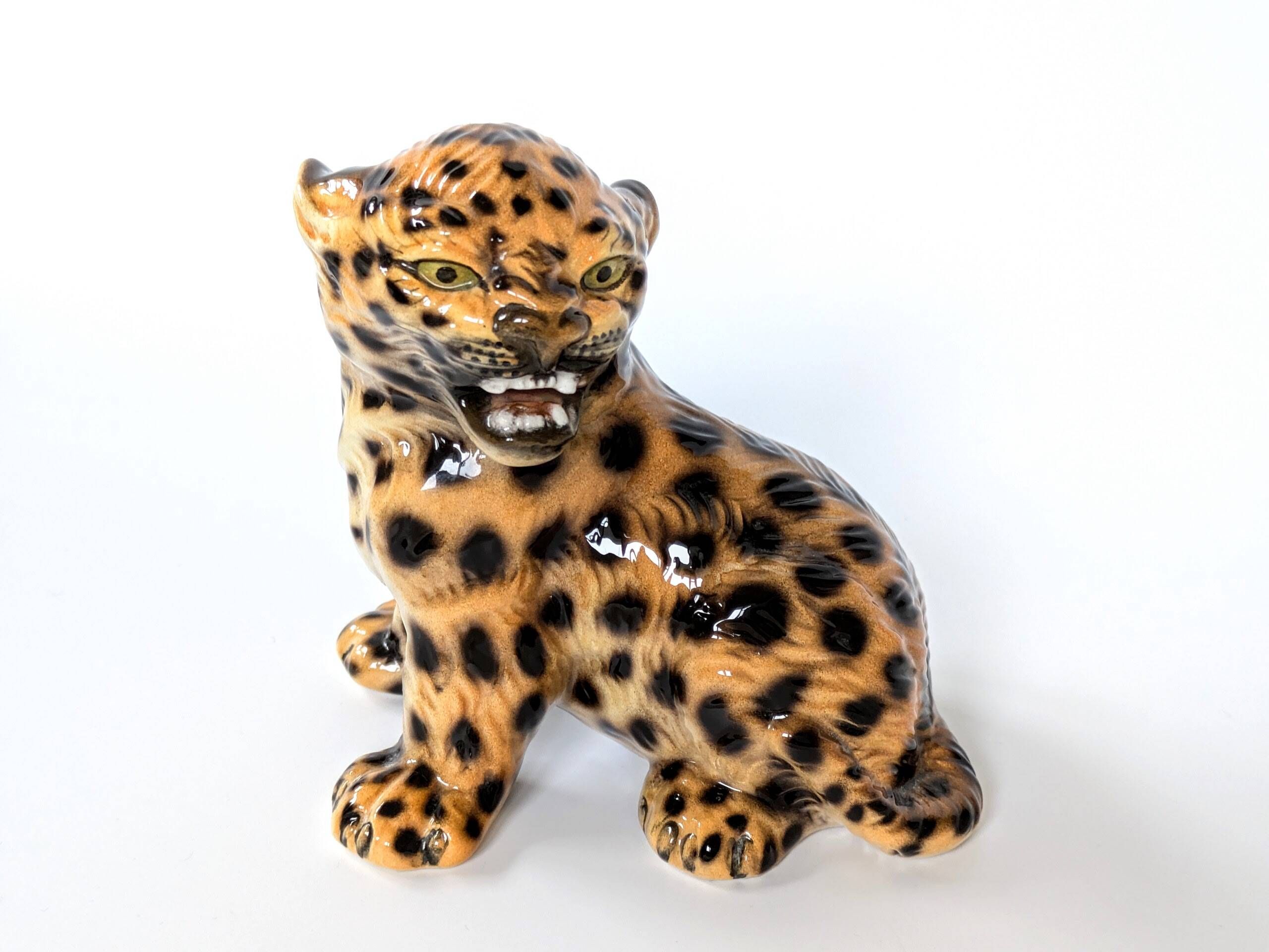 Porcelain Leopard Figurine | Ronzan Italy | 1960s
