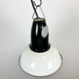 Industrial soviet white enamel pendant light, 1960s