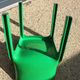 Set of 4 green Selene Magistretti chairs.